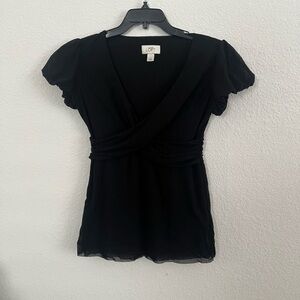LOFT Black sheer Blouse size small